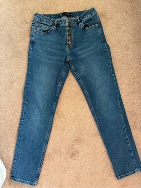 Boden Button-Fly Girlfriend Jeans - Blue